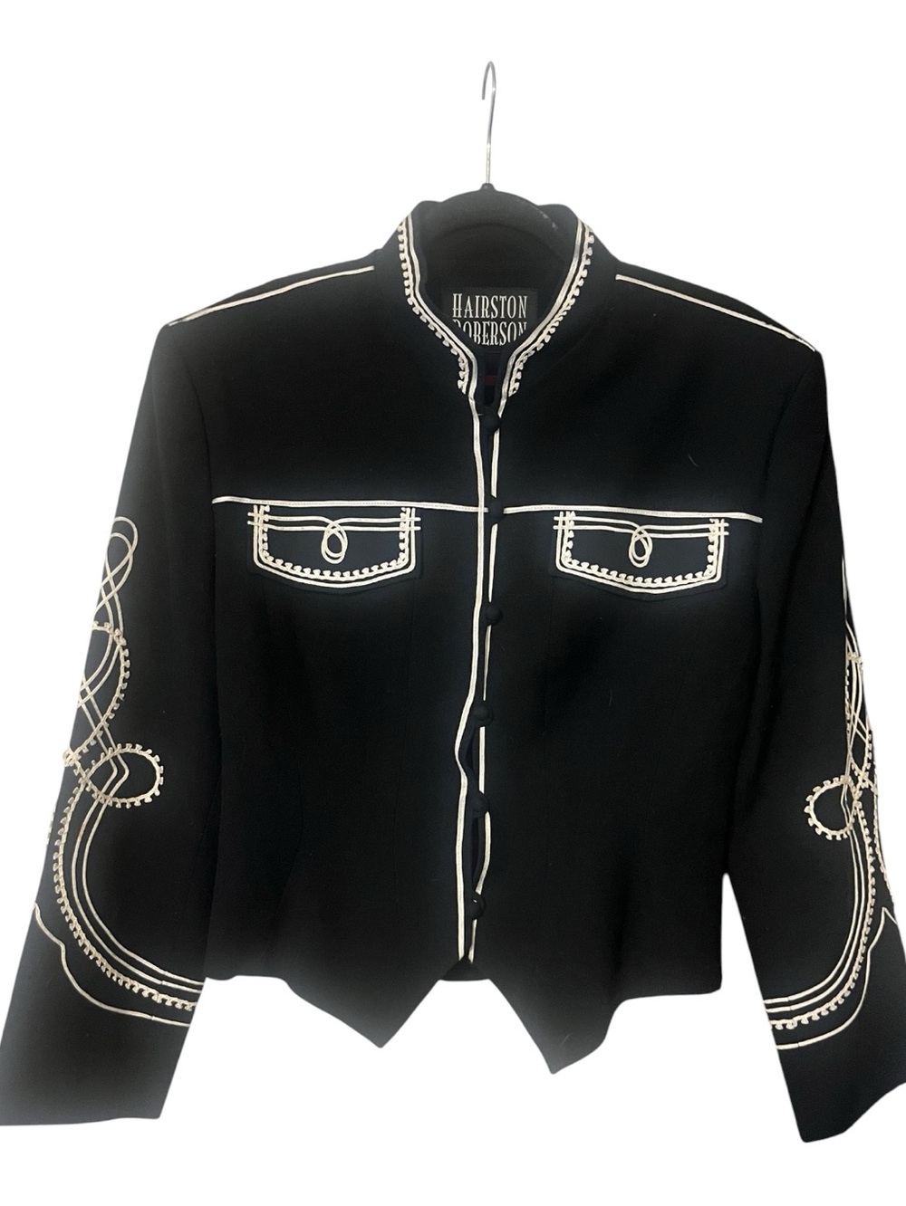 Hailston Roberson Vintage Black Embroidered Cropped Blazer